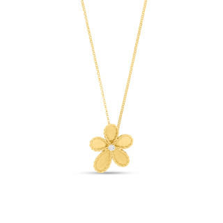 Gelbgold, Halsschmuck, Roberto Coin Jasmine Anhänger mit Halskette , Ref: ADR777CL3646_Y