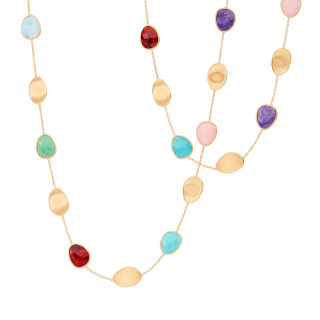 Gelbgold, Halsschmuck, Marco Bicego Lunaria Color Halskette, Ref: CB2157 MIX2 Y