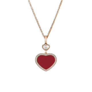 Roségold, Halsschmuck, Chopard Happy Hearts Anhänger mit Halskette, Ref: 79A074-5801
