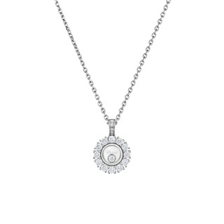 Weißgold, Halsschmuck, Chopard Happy Diamonds Icons Anhänger mit Halskette, Ref: 79A609-1001