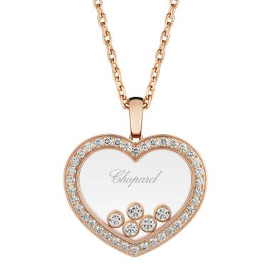 Halsschmuck, Roségold, Chopard Happy Diamonds Icons Halskette mit Anhänger