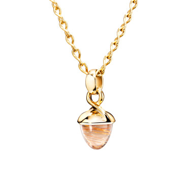 Halsschmuck, Gelbgold, Tamara Comolli MIKADO Flamenco Anhänger mit Rutilquarz