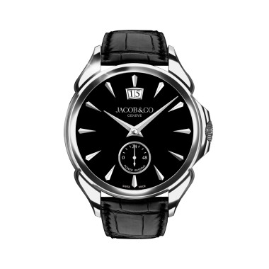 Handaufzug, Damen- und Herrenuhr, Jacob&Co PALATIAL CLASSIC STAINLESS STEEL ONYX BLACK 42MM