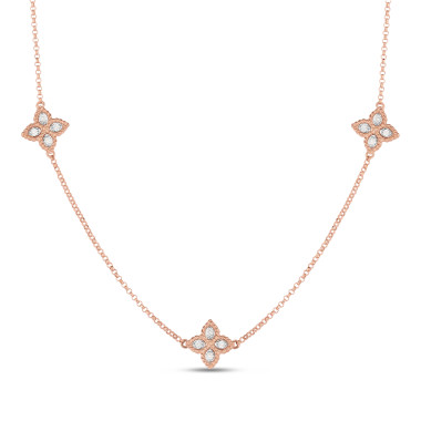         Roségold, Halsschmuck, Roberto Coin Princess Flower Halskette