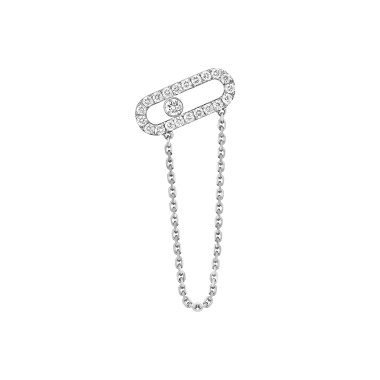 Ohrringe, Weißgold, Messika Move Uno einzelner Ohrring mit Kette