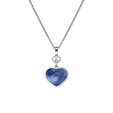 Halsschmuck, Weißgold, Chopard Happy Hearts Anhänger mit Halskette