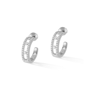         Weißgold, Ohrringe, Messika Move Classique Pavé Hoop Creolen