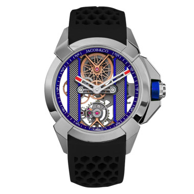 Handaufzug, Herrenuhr, Jacob&Co EPIC X BRIDGES STAINLESS STEEL BLUE INNER RING 44MM