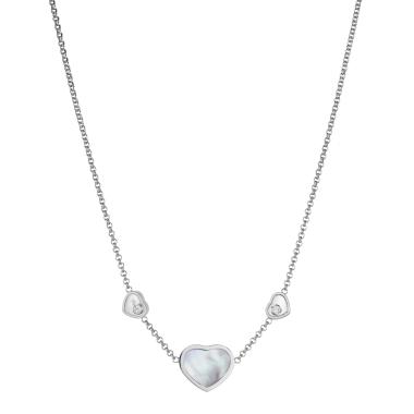 Halsschmuck, Weißgold, Chopard Happy Hearts Collier Halskette