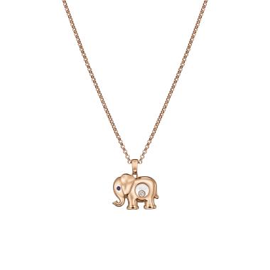 Halsschmuck, Roségold, Chopard Happy Diamonds Elefant Anhänger mit Halskette