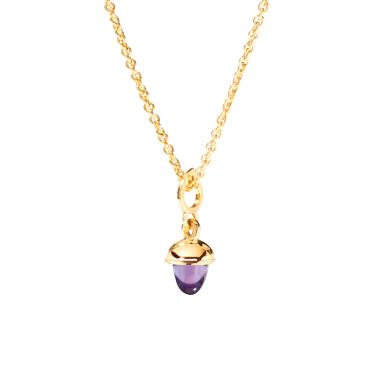 Halsschmuck, Gelbgold, Tamara Comolli MiniMIKADO Anhänger mit Amethyst
