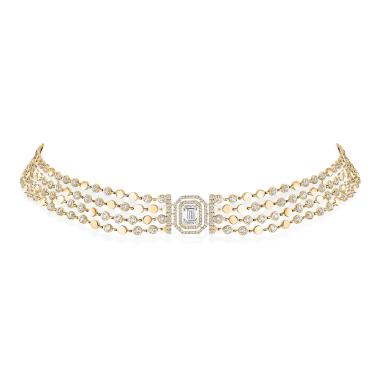 Halsschmuck, Gelbgold, Messika D-Vibes mehrreihiger Choker