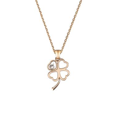 Halsschmuck, Roségold, Chopard Happy Diamonds Good Luck Charms Halskette mit Anhänger