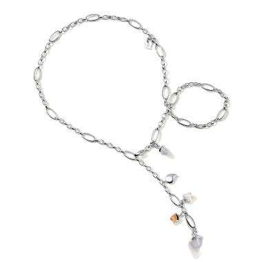 Halsschmuck, Weißgold, Tamara Comolli MIKADO Collier Delicate Cashmere mit Diamond Pavé 