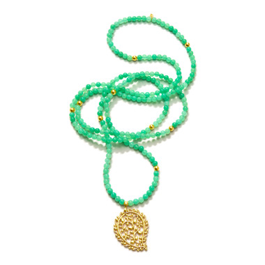 Halsschmuck, Gelbgold, Tamara Comolli INDIA Halskette Chrysoprase