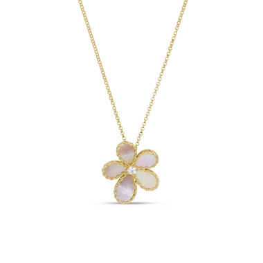         Gelbgold, Halsschmuck, Roberto Coin Jasmine Anhänger mit Halskette 