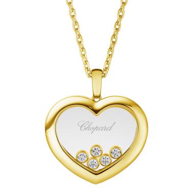 Halsschmuck, Gelbgold, Chopard Happy Diamonds Anhänger mit Kette