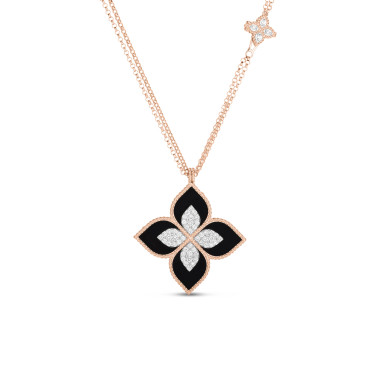 Halsschmuck, Weißgold, Roberto Coin Princess Flower Anhänger mit Halskette