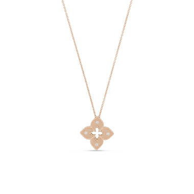 Halsschmuck, Roségold, Roberto Coin Venetian Princess Anhänger mit Halskette