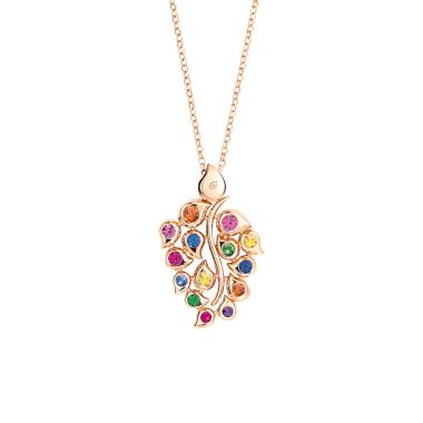 Halsschmuck, Roségold, Tamara Comolli SNOWFLAKES Anhänger Leaf Classic 'Candy'