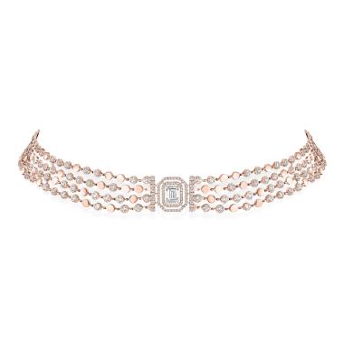 Halsschmuck, Roségold, Messika D-Vibes mehrreihiger Choker