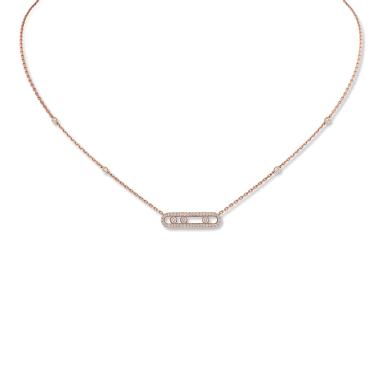 Halsschmuck, Roségold, Messika Move Classique Baby Pavé Halskette
