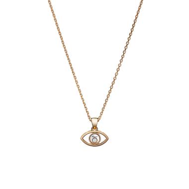 Halsschmuck, Roségold, Chopard Happy Diamonds Good Luck Charms Anhänger mit Halskette
