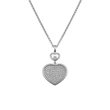 Halsschmuck, Weißgold, Chopard Happy Hearts Anhänger mit Halskette
