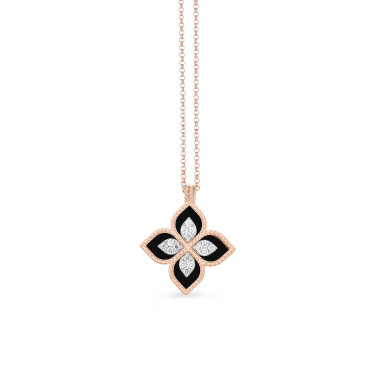         Weißgold, Halsschmuck, Roberto Coin Princess Flower Anhänger mit Halskette