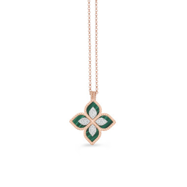         Weißgold, Halsschmuck, Roberto Coin Princess Flower Anhänger mit Halskette
