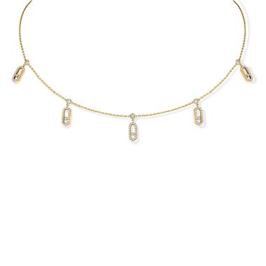 Halsschmuck, Gelbgold, Messika Move Uno Choker Kette mit Quasten