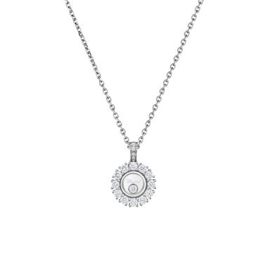 Halsschmuck, Weißgold, Chopard Happy Diamonds Icons Anhänger mit Kette