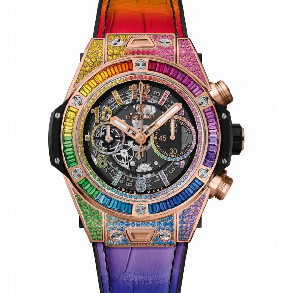 Hublot Big Bang Unico Rainbow King Gold Juw. Cabochon