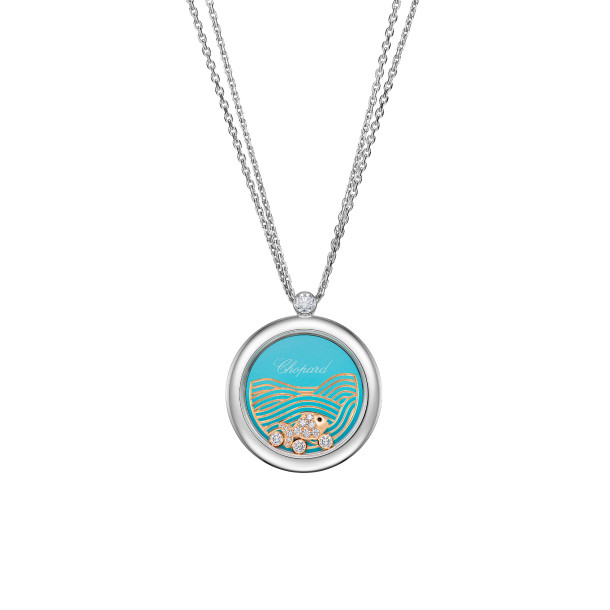         Weißgold, Halsschmuck, Chopard Happy Fish Anhänger mit Halskette