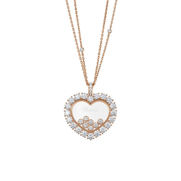        Roségold, Halsschmuck, Chopard Happy Diamonds Icons Joaillerie Anhänger mit Halskette