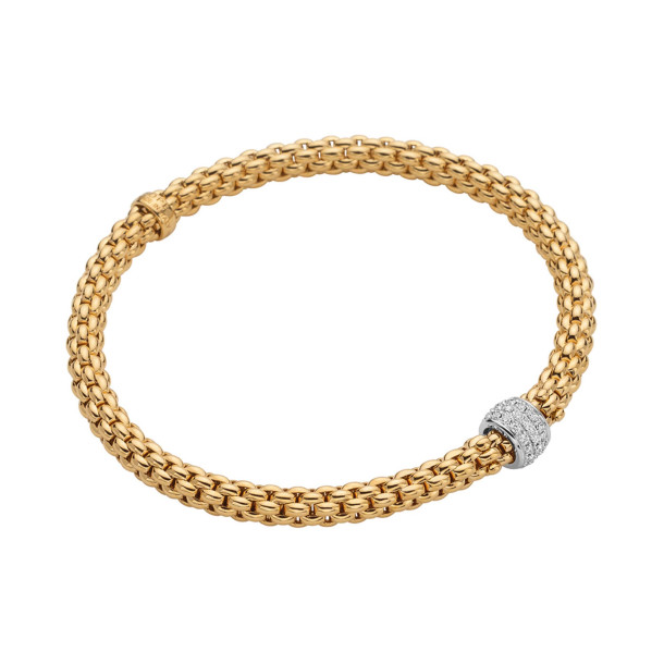         Gelbgold, Armschmuck, FOPE Eka Flex'it Armband mit Diamantpavé