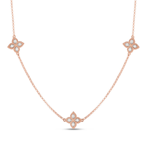         Roségold, Halsschmuck, Roberto Coin Princess Flower Halskette