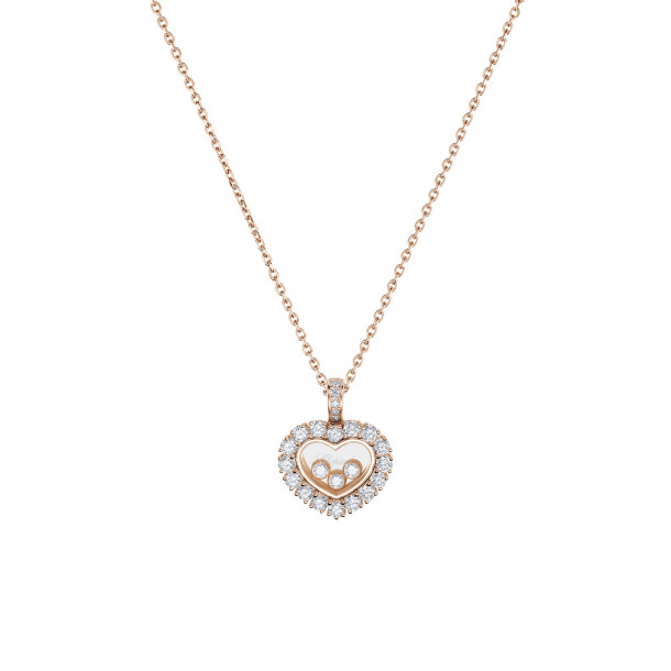         Roségold, Halsschmuck, Chopard Happy Diamonds Icons Joaillerie Anhänger mit Halskette