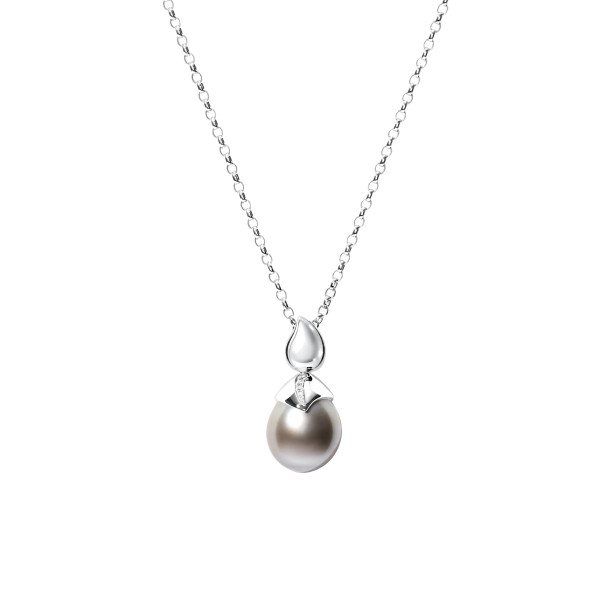         Weißgold, Halsschmuck, Tamara Comolli PEARL Anhänger mit Diamant-Pavé
