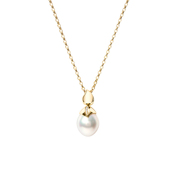         Gelbgold, Halsschmuck, Tamara Comolli PEARL Anhänger mit Diamant-Pavé
