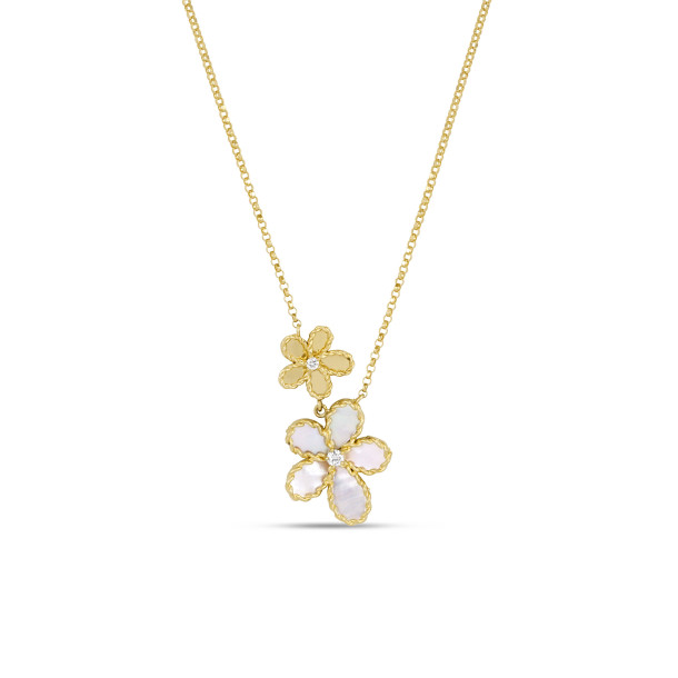         Gelbgold, Halsschmuck, Roberto Coin Jasmine Anhänger mit Halskette 