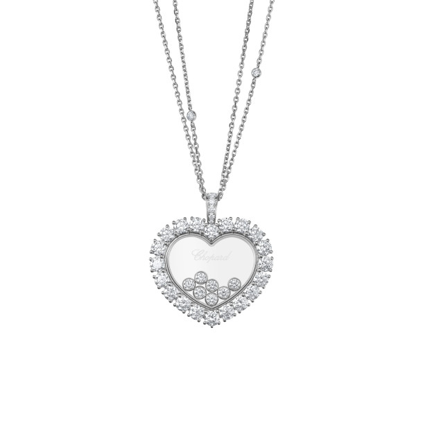         Weißgold, Halsschmuck, Chopard Happy Diamonds Icons Joaillerie Anhänger mit Halskette