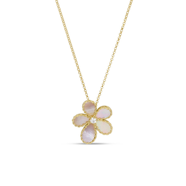        Gelbgold, Halsschmuck, Roberto Coin Jasmine Anhänger mit Halskette 