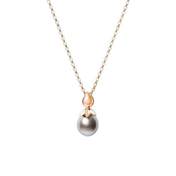         Roségold, Halsschmuck, Tamara Comolli PEARL Anhänger mit Diamant-Pavé