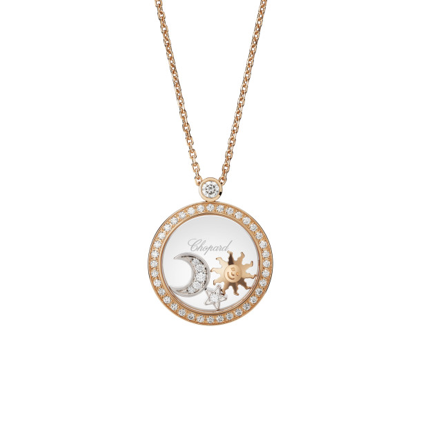        Roségold, Halsschmuck, Chopard Happy Sun, Moon and Stars Anhänger mit Halskette
