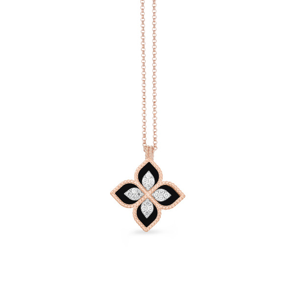         Weißgold, Halsschmuck, Roberto Coin Princess Flower Anhänger mit Halskette