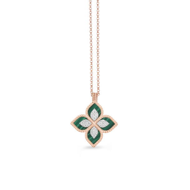         Weißgold, Halsschmuck, Roberto Coin Princess Flower Anhänger mit Halskette