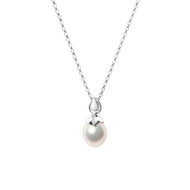         Weißgold, Halsschmuck, Tamara Comolli PEARL Anhänger mit Diamant-Pavé