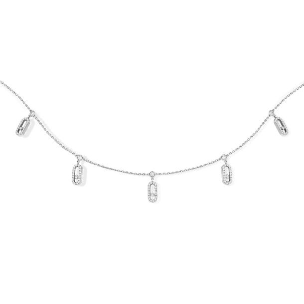         Weißgold, Halsschmuck, Messika Move Uno Choker Kette mit Quasten