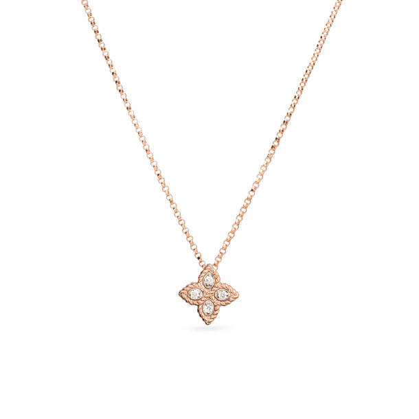         Roségold, Halsschmuck, Roberto Coin Princess Flower Anhänger mit Halskette